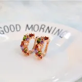 4PCS Colorful Drop Diamond Ring Earring Necklace Bracelet Jewelry Set Crystal Gift For Women Girls