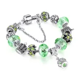 Women Crown Silver Beaded Crystal Charm Bead Girly Heart Bracelet