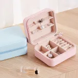 Rectangle Zipper Type PU Leather Jewelry Box For Girls and Women