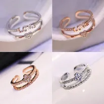 Jewelry Silver Full Diamond Love Clover Ring For Women Girls Gifts