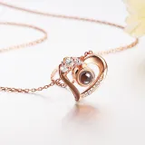 White Zircon Diamonds Heart-shaped Projection Clavicle Chain Jewelry Necklace