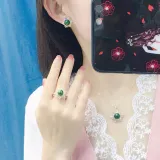 3PCS Mother's Day Gift 8-9mm Green Freshwater Pearl Diamante Jewelry Set