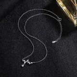 Full Drill Heartbeat Wave Diamond Heart Love Pendant Chain Jewelry Necklace