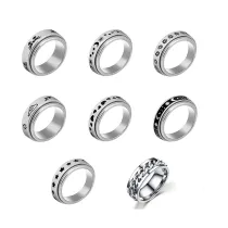 Anxiety Stainless Steel Spinner Ring Anti Anxiety Moon Star Cool Stress Relieveing Rings