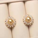 Diamante Jewelry Round-Shaped Pearl Necklace and Earring Set For Women Girls with Box