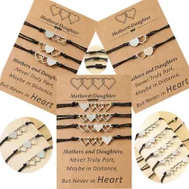 Mother Daughter Bracelet Necklace Hollow Stainless Steel Heart Matching Friends Gifts for Mother's Day