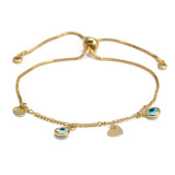 Gold Eyes Pearls Charms Chain Jewelry Bracele