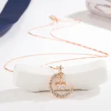 Full Drill Moon Diamond Pendant Chain Jewelry Necklace