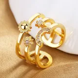 Gold Diamond Opening Adjustable Irregular Ring Gifts