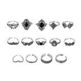 62PCS Vintage Silver Knuckle Stackable Finger Rings Set