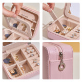 Rectangle Zipper Type PU Leather Jewelry Box with Mirror For Girls and Women
