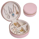 Circular Zipper Type PU Leather Jewelry Box For Girls and Women