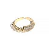 Gold Chain Full Diamond Opening Adjustable Irregular Ring Gifts