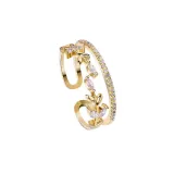 Gold Chain Full Diamond Opening Adjustable Irregular Ring Gifts