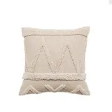 Beige Velvet Wool Decor Tassel Throw Pillow Case Cushion Cover