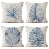 4PCS Home Cotton Decorative Green Platnt Leave Throw Pillow Case Cushion Covers For Sofa Couch Bed Chair