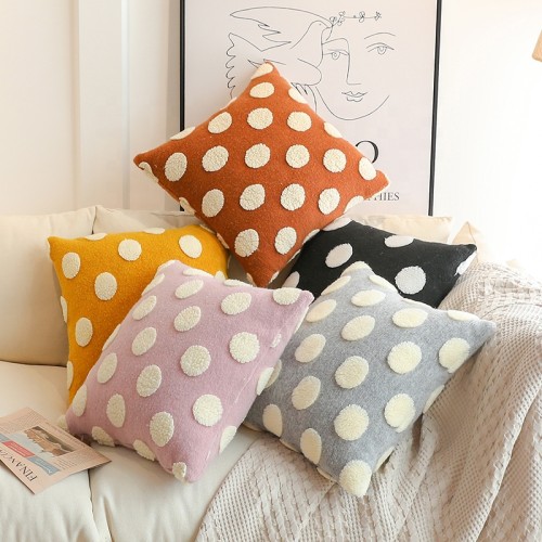 Wool Polka Dots Pillows Home Decor Embossed Pattern Pillow Covers