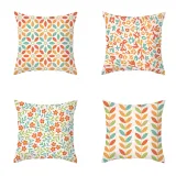4PCS Home Cotton Decorative Flower Throw Pillow Case Cushion Covers For Sofa Couch Bed Chair