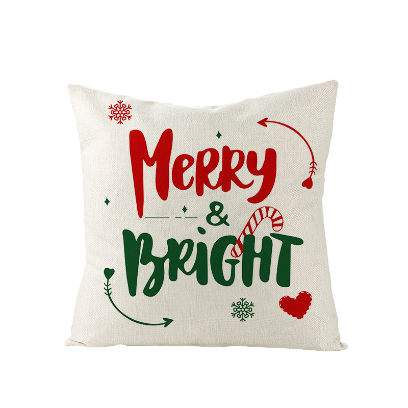 Home Decoration Christmas Letter Pillowcase Cartoon Printing Home Sofa Cushion Cover