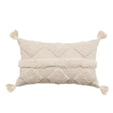 Beige Velvet Wool Decor Tassel Throw Pillow Case Cushion Cover