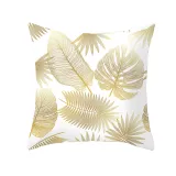 4PCS Home Cotton Decorative Gold Leaves Throw Pillow Case Cushion Covers For Sofa Couch Bed Chair
