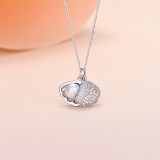 Sterling Silver Zircon Shell Pearl Shell Pendant Chain Jewelry Necklace