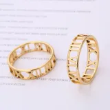 Fashion Jewelry Roman Numerals Hollow Out Stainless Steel Ring