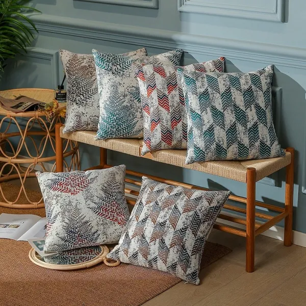 Hotsale Tropical Pattern Chenille Throw Pillows Geometric Jacquard Pillow Cases Cushion Covers