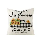 4PCS Home Cotton Decorative Sunflower Throw Pillow Case Cushion Covers For Sofa Couch Bed Chair