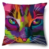 4PCS Home Cotton Decorative Cute Cartoon Cat Throw Pillow Case Cushion Covers For Sofa Couch Bed Chair