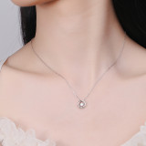 Sterling Silver Zircon Diamond Beating Heart Pendant Chain Jewelry Necklace