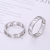 Fashion Jewelry Roman Numerals Hollow Out Stainless Steel Ring