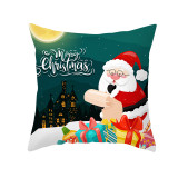 Home Decoration Blue Santa Claus Pillowcase Cushion Pillow Cover