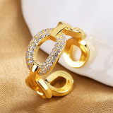 Hollow Out Gold Diamond Opening Adjustable Irregular Ring Gifts