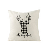 Home Decoration Red Plaids Elk Deer Pillow Cushion Cover Pillowcase