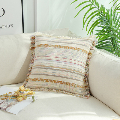 Bohemian Decorative Tassel Jacquard Cushion Cover Pillow Case For Sofa Couch Bed Chair