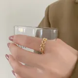 Hollow Out Gold Diamond Opening Adjustable Irregular Ring Gifts