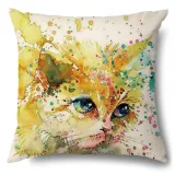 4PCS Home Cotton Decorative Cute Cartoon Cat Throw Pillow Case Cushion Covers For Sofa Couch Bed Chair