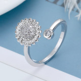 Jewelry Hexagram Daisy Spinner Rings for Anxiety Full Diamond Adjustable