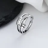 Silver Adjustable Anti Anxiety Rings Fidget Spinner Band Adjustable Stacking Spinning Worry Ring