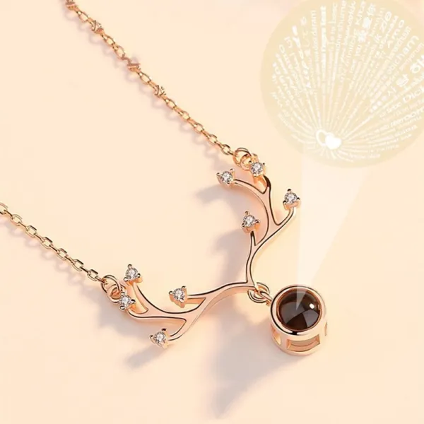 100 languages I love you Antlers Clavicle Chain Necklace Jewelry