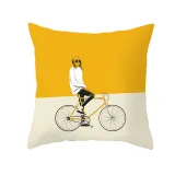 4PCS Home Cotton Decorative Yellow Stripe Throw Pillow Case Cushion Covers For Sofa Couch Bed Chair
