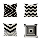 4PCS Home Cotton Decorative Beige Geometry Throw Pillow Case Cushion Covers For Sofa Couch Bed Chair