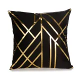 4PCS Home Cotton Decorative Gold Blocking Throw Pillow Case Cushion Covers For Sofa Couch Bed Chair