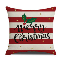 Home Marry Christmas Stars Stripes Pillow Linen Cushion Cover Pillow Case
