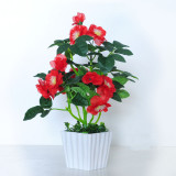 Artificial Rose Plant Square Potted Home Living Room Indoor Green Plant Decoration