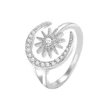 Sun and Moon Diamond Adjustable Stackable Finger Rings