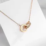 Full Drill Double Loop Diamond Pendant Chain Jewelry Necklace