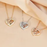 DIY Hollow Out Heart Birthstones Necklace with Name Engraved Custom Gift For Mom Friends