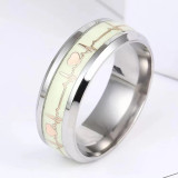 Luminous ECG Stainless Steel Ring Heartbeat Ring Glowing Jewelry